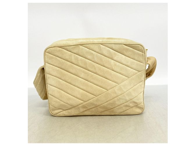 Borsa a tracolla Chanel in camoscio beige - vista 11