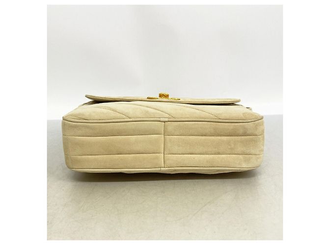 Borsa a tracolla Chanel in camoscio beige - vista 3