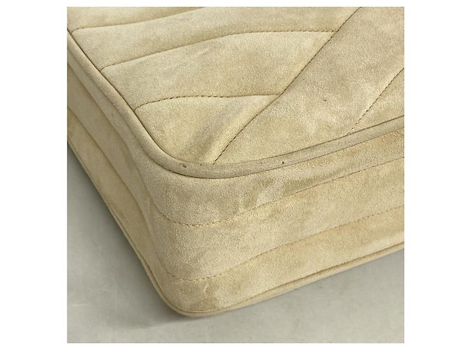 Borsa a tracolla Chanel in camoscio beige - vista 6