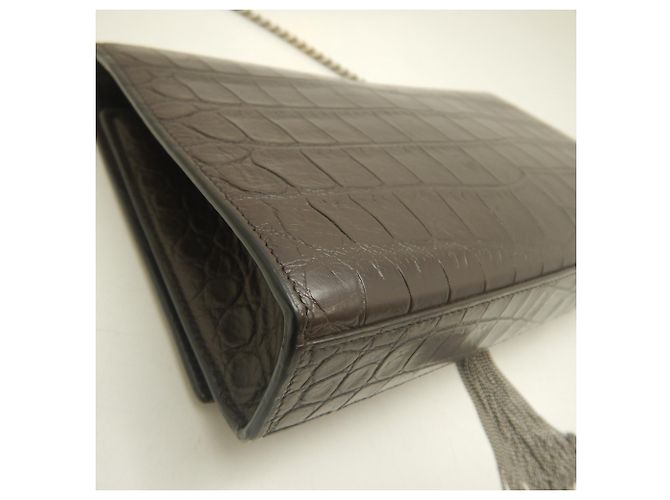 Bolsa de Ombro com Corrente e Borla Yves Saint Laurent Kate Marrom - vista 11