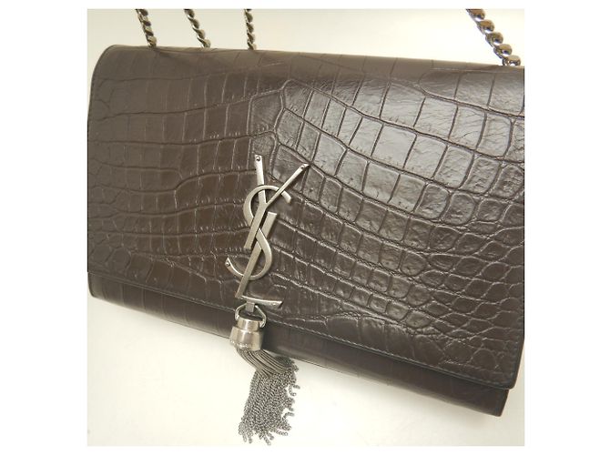 Bolsa de Ombro com Corrente e Borla Yves Saint Laurent Kate Marrom - vista 8