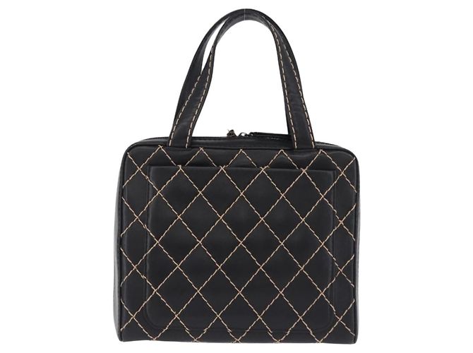 Chanel Surpique Zip Around Satchel Quilted Leather Large Nero - vista 2