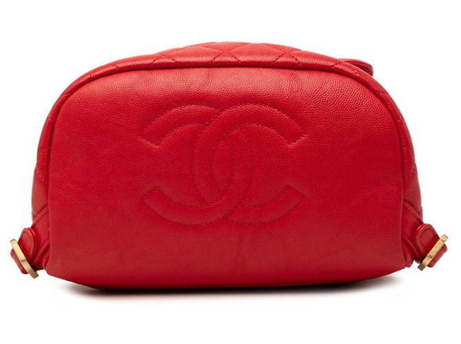 Zaino Chanel CC Filigree Matelassé Coco Mark Rosso - vista 3