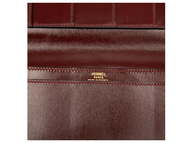 Hermès Cartera larga Hermes en piel Box Calf Roja Burdeos - vista 5