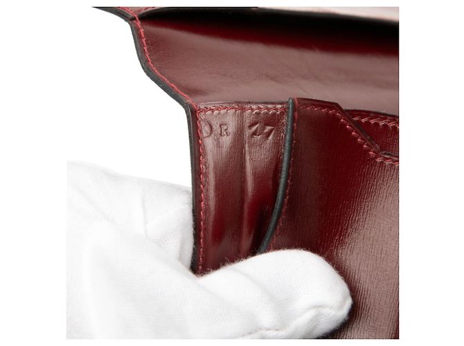 Hermès Cartera larga Hermes en piel Box Calf Roja Burdeos - vista 6