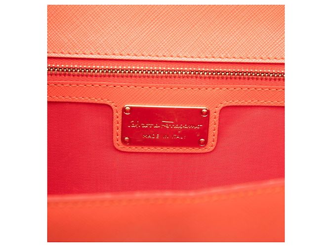 Borsa a tracolla con catena Salvatore Ferragamo Vara Arancione - vista 5
