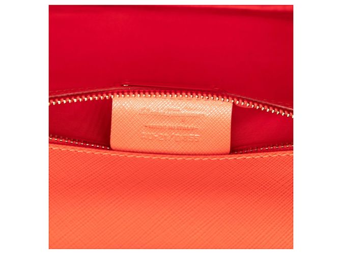 Borsa a tracolla con catena Salvatore Ferragamo Vara Arancione - vista 6