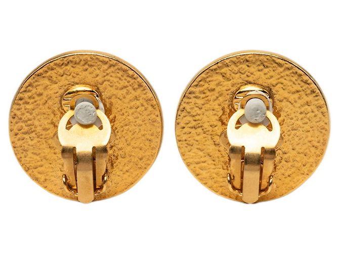 Orecchini rotondi vintage Chanel Coco Mark D'oro - vista 2