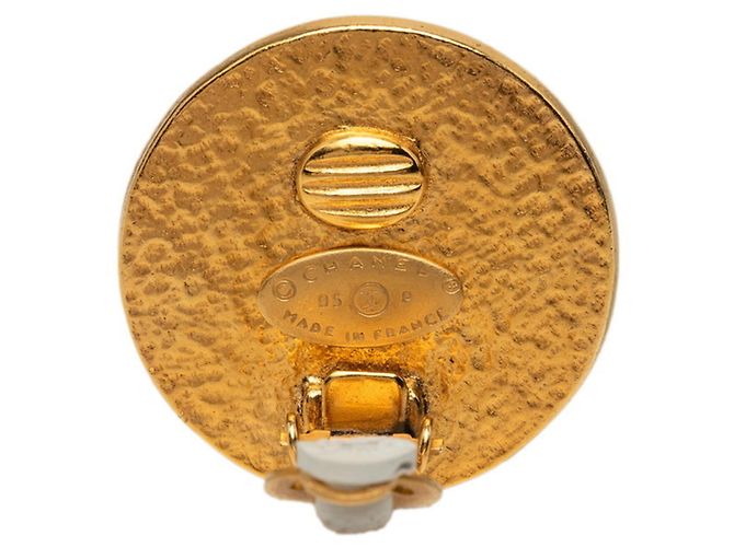 Orecchini rotondi vintage Chanel Coco Mark D'oro - vista 3