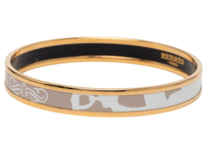 Hermès Hermes Email PM Cloisonné Armreif Weiß Beige Golden - Ansicht 2