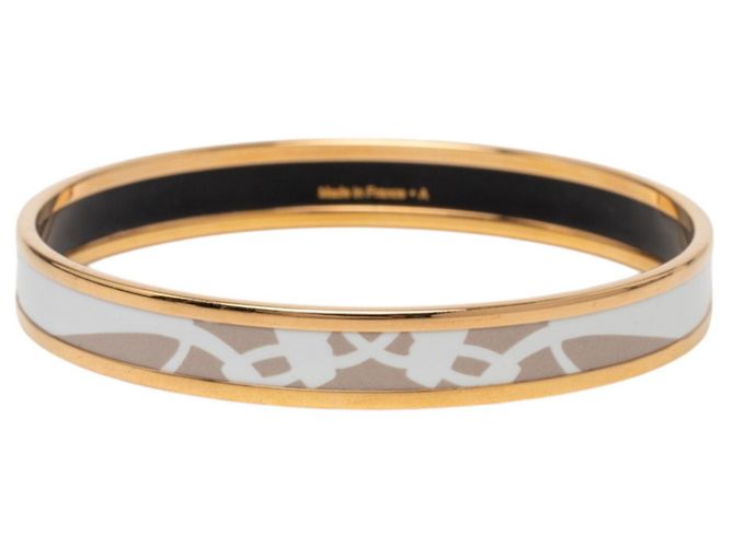 Hermès Hermes Email PM Cloisonné Armreif Weiß Beige Golden - Ansicht 3