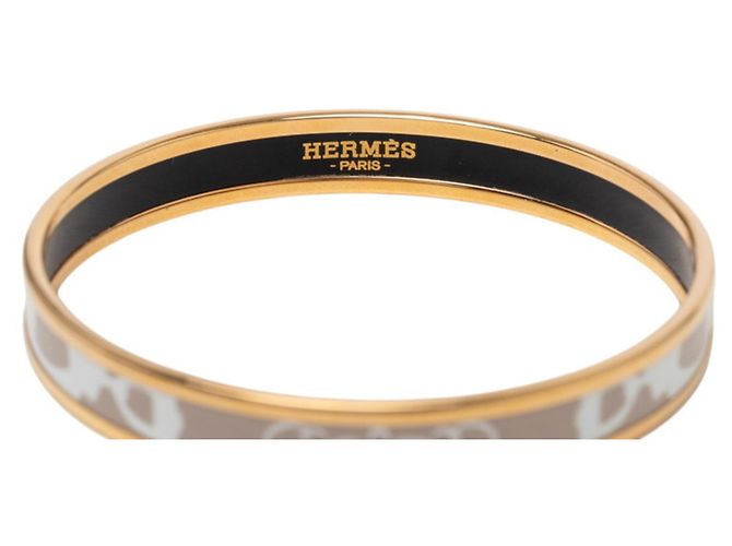 Hermès Hermes Email PM Cloisonné Armreif Weiß Beige Golden - Ansicht 4