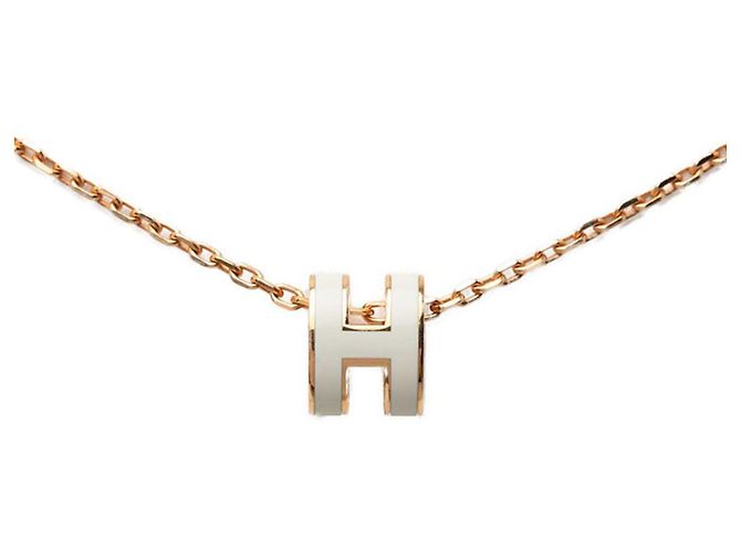 Hermès Collana con pendente Hermes Mini Pop H Rosa Bianco D'oro - vista 2