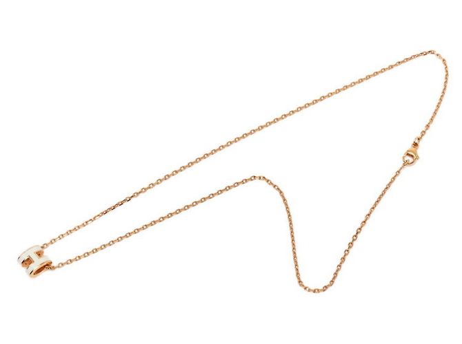 Hermès Collana con pendente Hermes Mini Pop H Rosa Bianco D'oro - vista 4