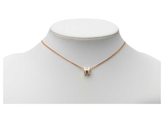 Hermès Collana con pendente Hermes Mini Pop H Rosa Bianco D'oro - vista 5