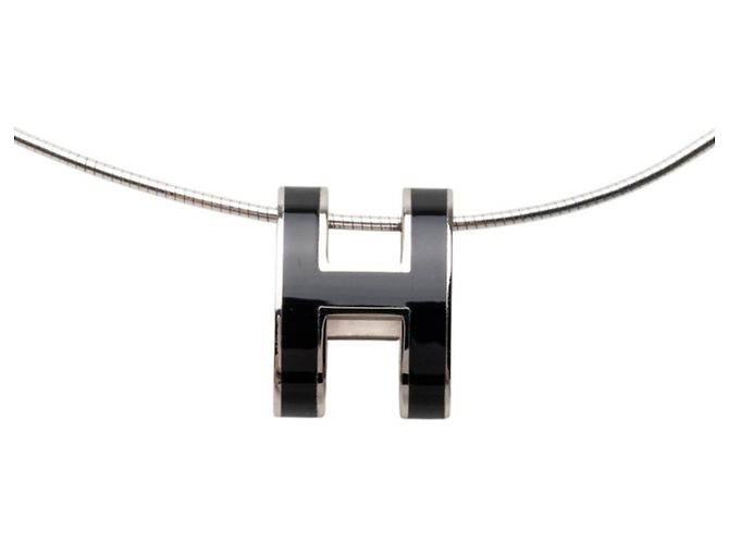 Hermès Collana con pendente Hermes Pop H Nero Argento - vista 2