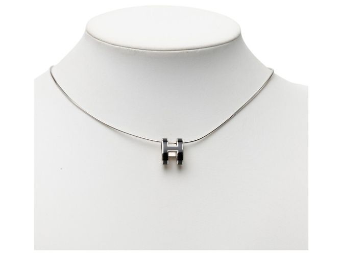 Hermès Collana con pendente Hermes Pop H Nero Argento - vista 6