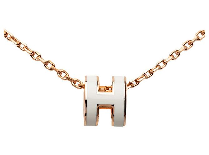 Hermès Collar con colgante Hermes Mini Pop H Rosa Blanco Dorado - vista 2