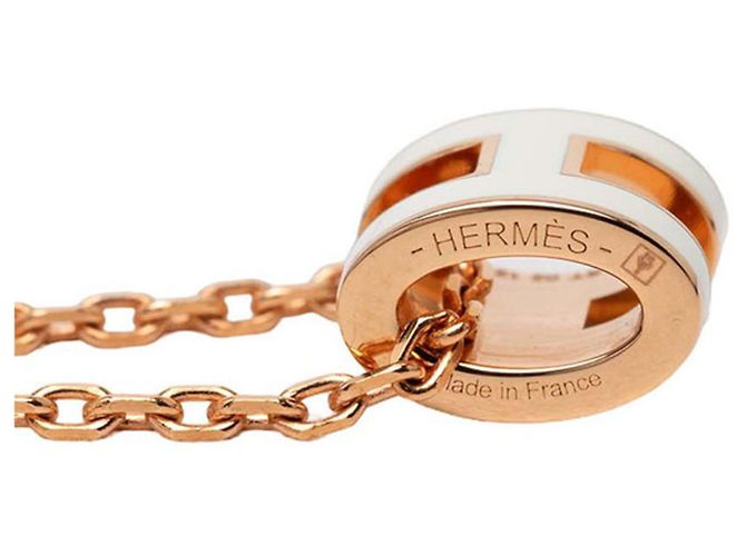Hermès Collar con colgante Hermes Mini Pop H Rosa Blanco Dorado - vista 5