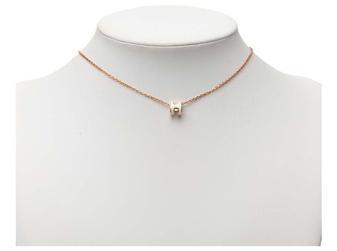 Hermès Collar con colgante Hermes Mini Pop H Rosa Blanco Dorado - vista 6