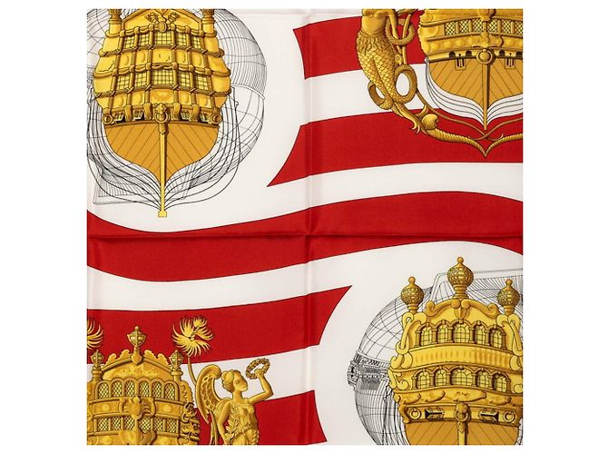 Hermès Hermes Carre 90 Chateau de Arriere Tuch Rot - Ansicht 2