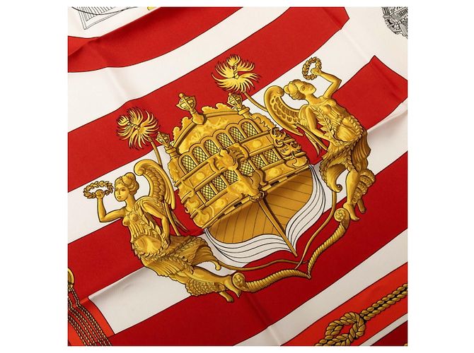 Hermès Hermes Carre 90 Chateau de Arriere Tuch Rot - Ansicht 3