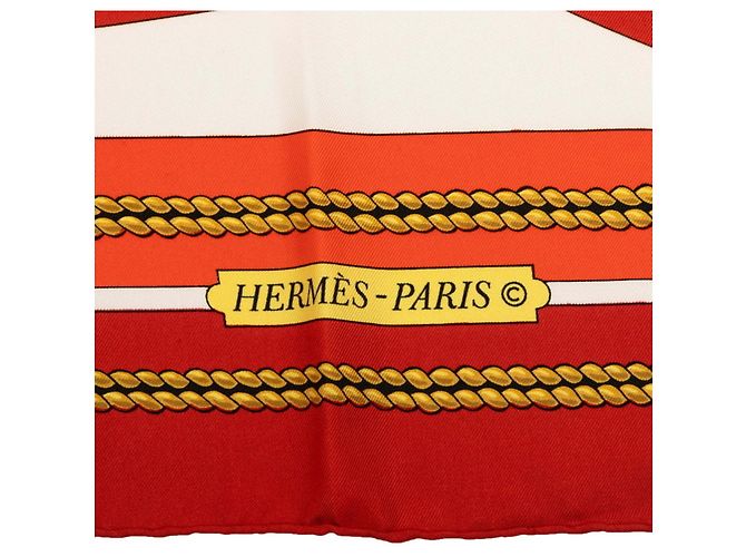 Hermès Hermes Carre 90 Chateau de Arriere Tuch Rot - Ansicht 4