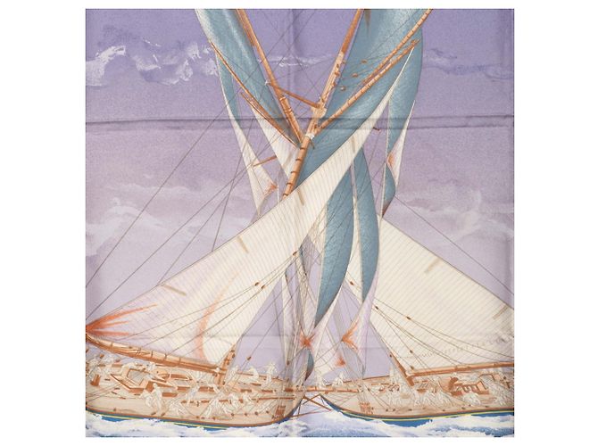 Hermès Foulard Hermes Carre 90 En Cours Blu Porpora - vista 2