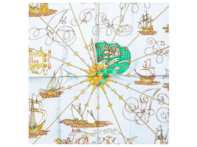Hermès Foulard Hermes Carre 90 VOILES DE LUMIERE Blu chiaro - vista 2
