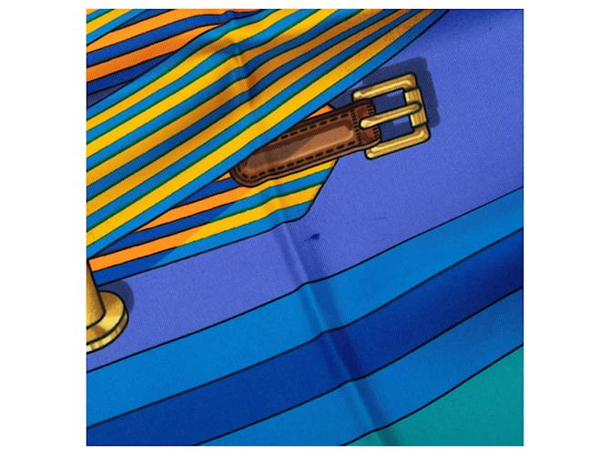 Hermès Foulard Hermes Carre 90 Les Sangles Blu Blu navy - vista 5