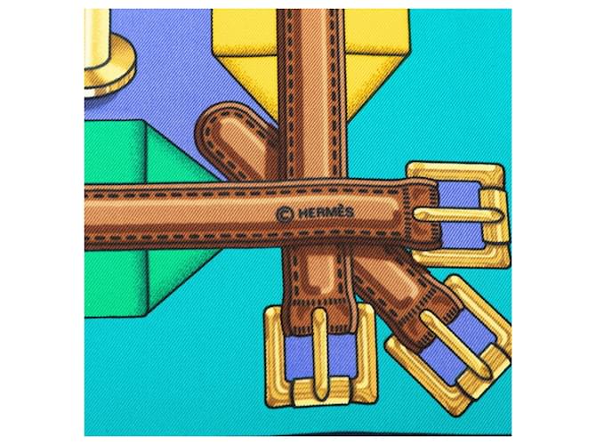 Hermès Foulard Hermes Carre 90 Les Sangles Blu Blu navy - vista 6