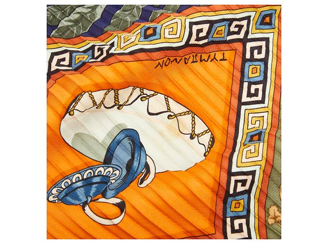 Hermès Foulard Pieghettato Hermes Carre Musique des Dieux Multicolore Cachi - vista 2