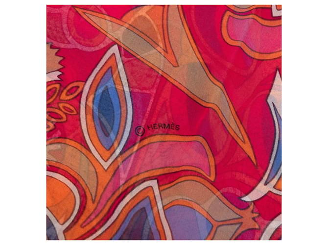 Hermès Stola in seta multicolore Hermes Rosso - vista 3