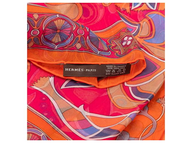 Hermès Stola in seta multicolore Hermes Rosso - vista 5