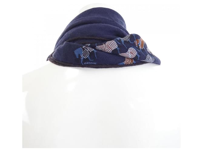 Hermès Stola Hermes in seta e cashmere Navy Blu navy - vista 2