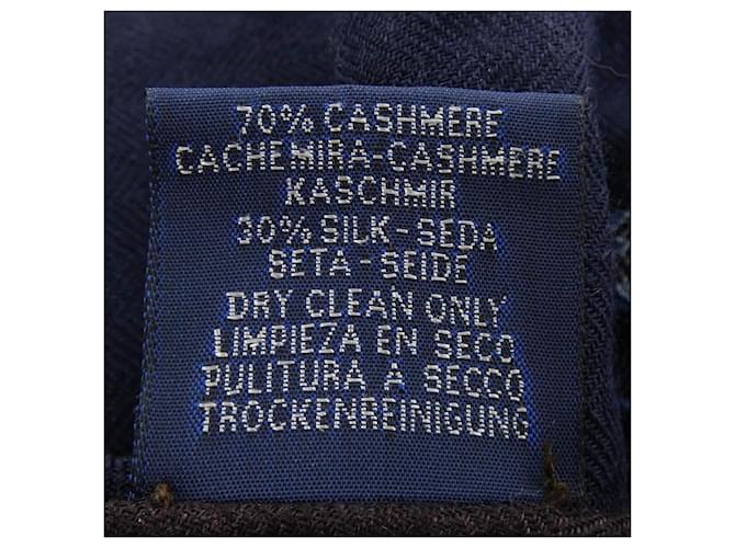 Hermès Stola Hermes in seta e cashmere Navy Blu navy - vista 3