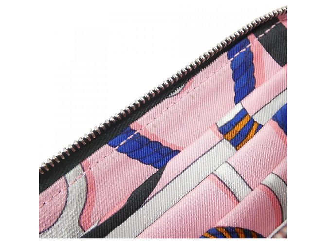 Hermès Cartera de seda Hermes Panoplie Equestre Rosa Verde - vista 9