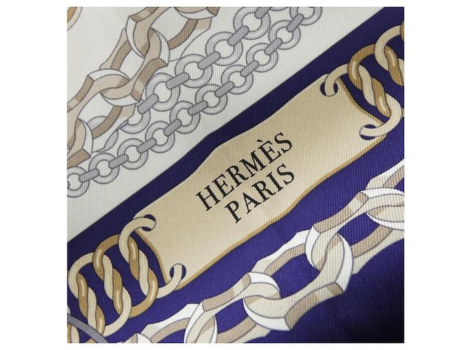 Hermès Hermes Reaction in Chaines Seidentuch Weiß Beige - Ansicht 2