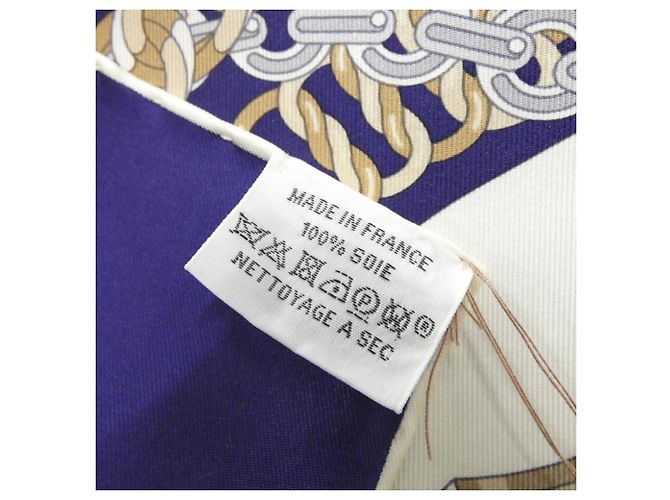 Hermès Hermes Reaction in Chaines Seidentuch Weiß Beige - Ansicht 3
