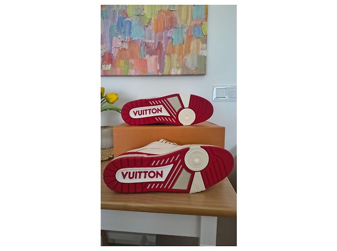 Sneakers Louis Vuitton LV Trainer White Red Bianco Rosso - vista 11