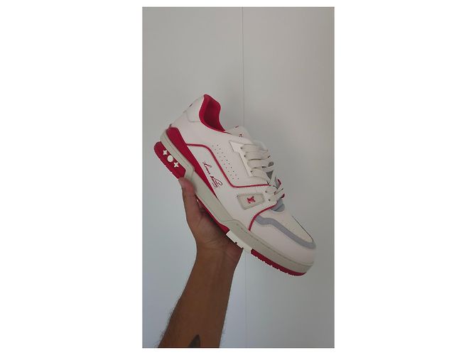 Sneakers Louis Vuitton LV Trainer White Red Bianco Rosso - vista 14