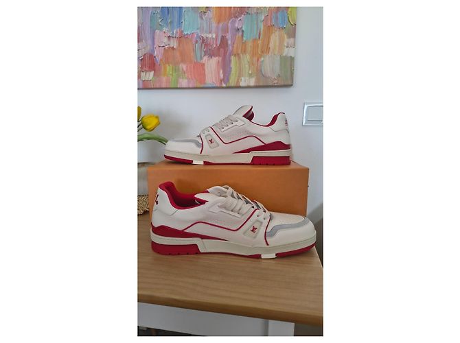 Sneakers Louis Vuitton LV Trainer White Red Bianco Rosso - vista 2