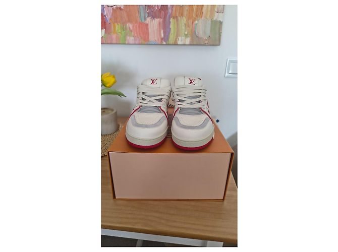Sneakers Louis Vuitton LV Trainer White Red Bianco Rosso - vista 3