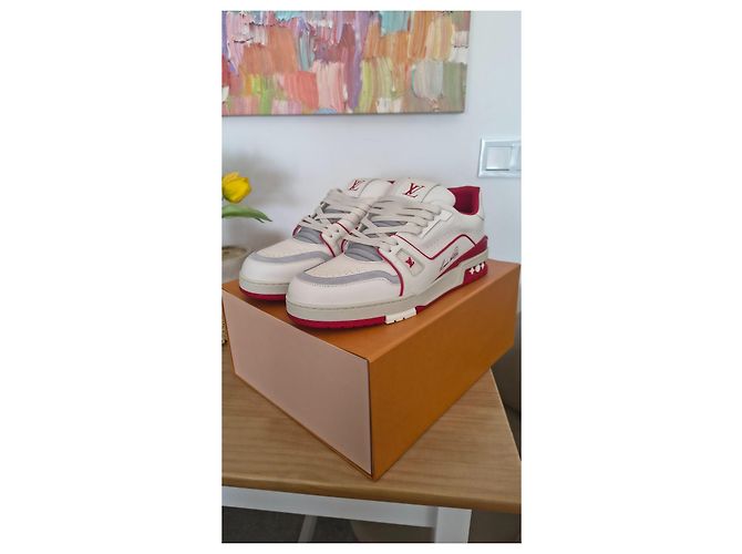 Sneakers Louis Vuitton LV Trainer White Red Bianco Rosso - vista 4