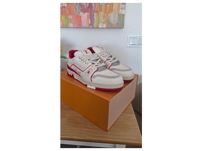 Sneakers Louis Vuitton LV Trainer White Red Bianco Rosso - vista 5