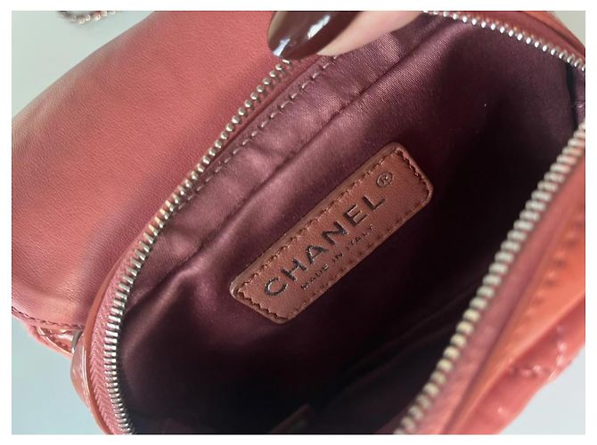Borsa Chanel Classic Small in pelle verniciata Corallo - vista 10
