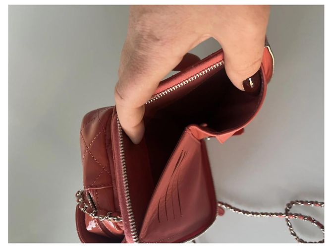 Borsa Chanel Classic Small in pelle verniciata Corallo - vista 9
