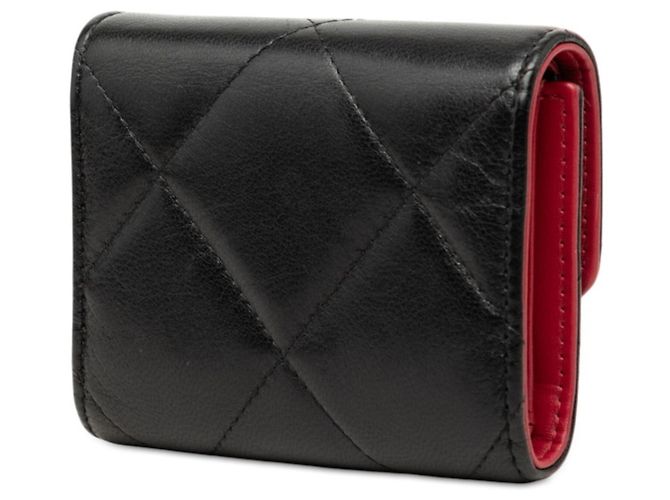 Cartera tri-fold Chanel 19 Dixneuf Coco Mark Negro Roja - vista 2