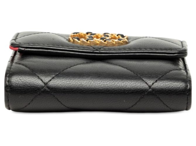 Cartera tri-fold Chanel 19 Dixneuf Coco Mark Negro Roja - vista 3