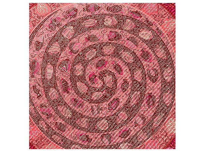 Hermès Foulard Hermes Carre La Legende du Poisson Corail Rosa Multicolore - vista 4